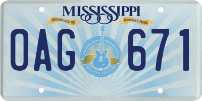 MS license plate OAG671