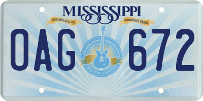 MS license plate OAG672