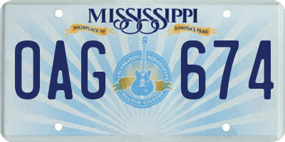 MS license plate OAG674