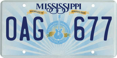 MS license plate OAG677