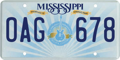 MS license plate OAG678
