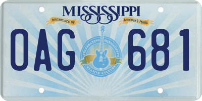 MS license plate OAG681