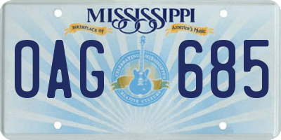 MS license plate OAG685