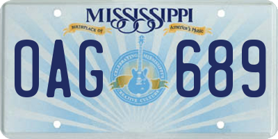 MS license plate OAG689
