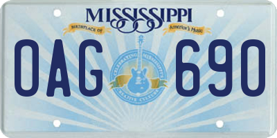 MS license plate OAG690