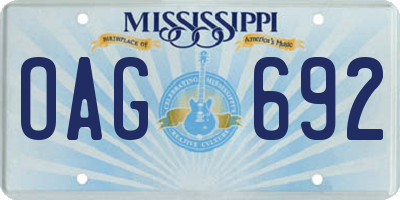 MS license plate OAG692
