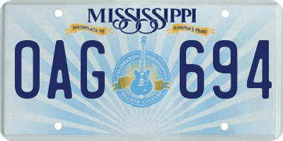MS license plate OAG694