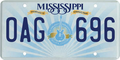 MS license plate OAG696