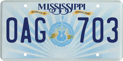 MS license plate OAG703