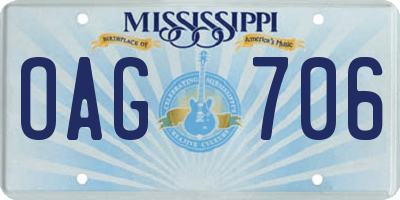 MS license plate OAG706