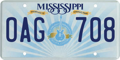MS license plate OAG708