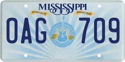 MS license plate OAG709