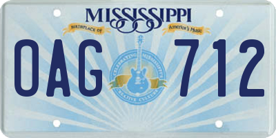 MS license plate OAG712