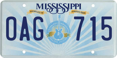 MS license plate OAG715
