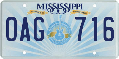 MS license plate OAG716