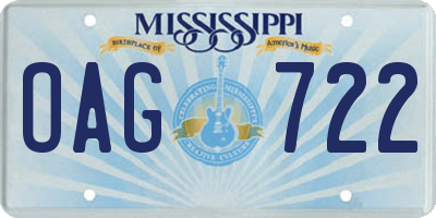 MS license plate OAG722