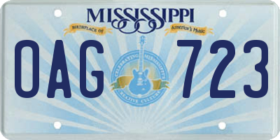MS license plate OAG723