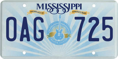 MS license plate OAG725