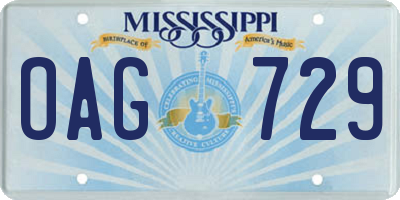 MS license plate OAG729