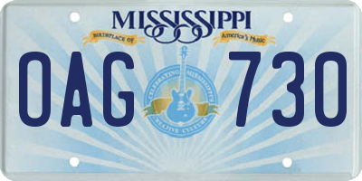 MS license plate OAG730