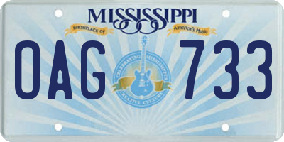 MS license plate OAG733