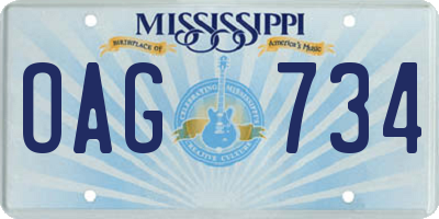 MS license plate OAG734