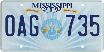 MS license plate OAG735
