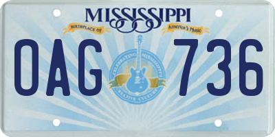 MS license plate OAG736