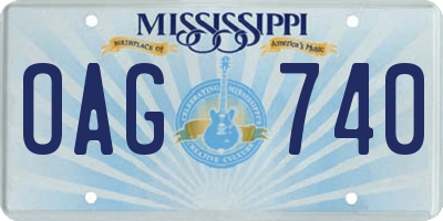 MS license plate OAG740