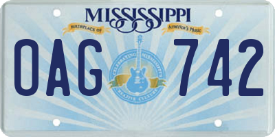 MS license plate OAG742