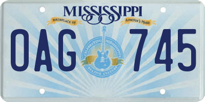 MS license plate OAG745