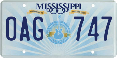 MS license plate OAG747