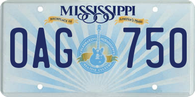 MS license plate OAG750