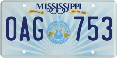 MS license plate OAG753