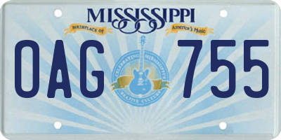 MS license plate OAG755