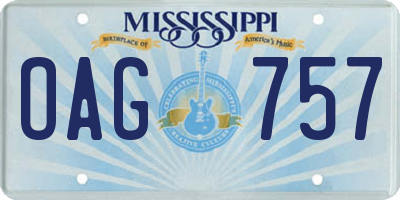 MS license plate OAG757