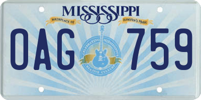 MS license plate OAG759