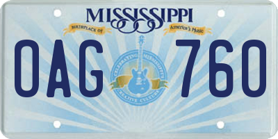 MS license plate OAG760