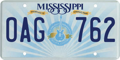 MS license plate OAG762