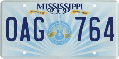 MS license plate OAG764