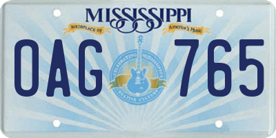 MS license plate OAG765
