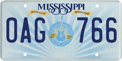 MS license plate OAG766