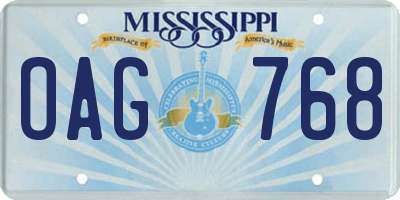 MS license plate OAG768