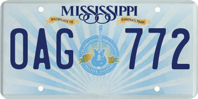 MS license plate OAG772
