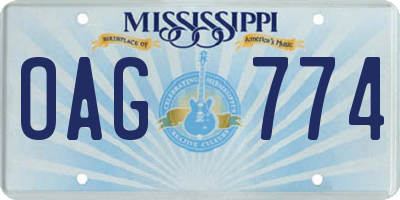 MS license plate OAG774