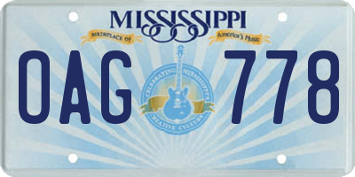 MS license plate OAG778