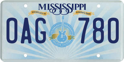 MS license plate OAG780