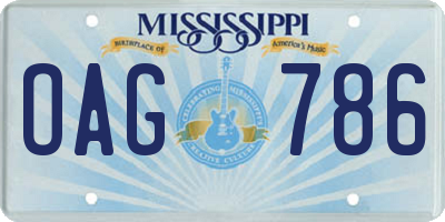 MS license plate OAG786