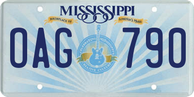 MS license plate OAG790