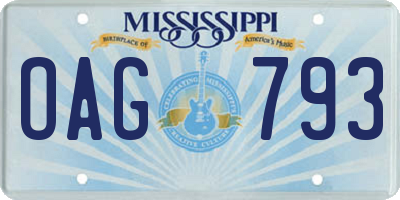 MS license plate OAG793
